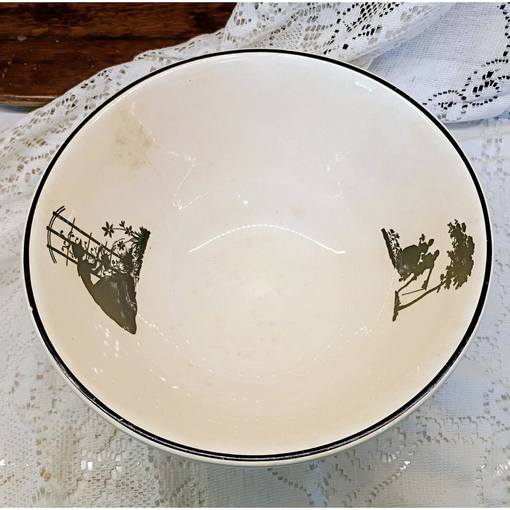 Vintage Harker Pottery Hotoven Silhouette Mixing Bowl 10 Inch Colonial Garden - Picture 9 of 10